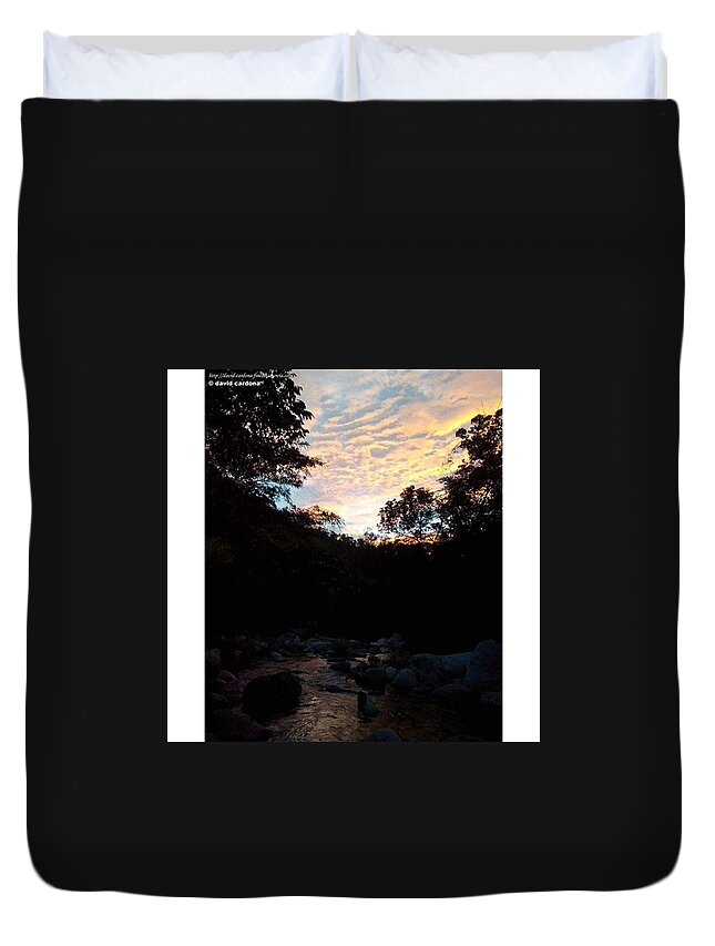 Mountains Duvet Cover featuring the photograph Fire In The Sky by David Cardona