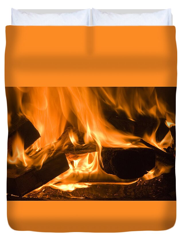 Inferno Duvet Cover featuring the photograph Fire Place background by Michalakis Ppalis