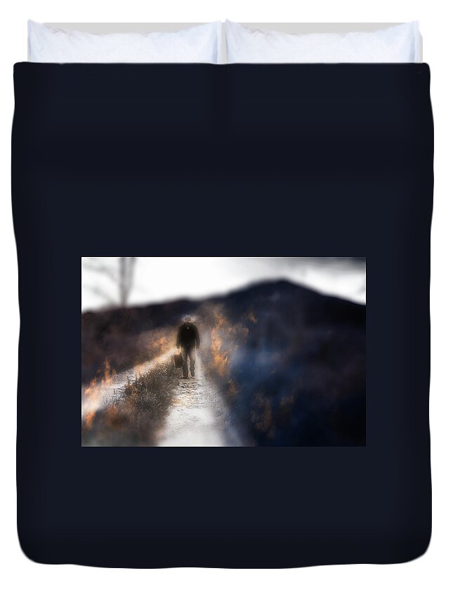 North Carolina Duvet Cover featuring the photograph Fire Road by Gray Artus