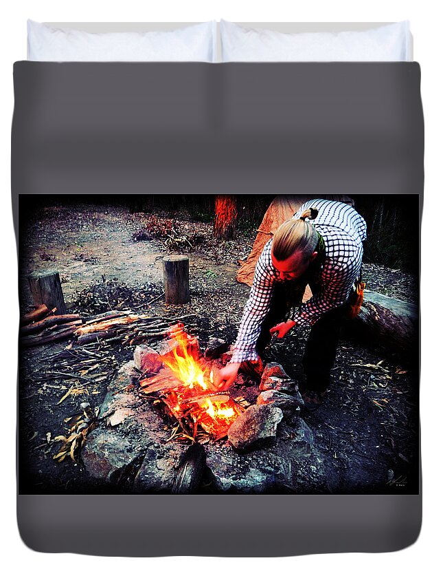 Landscape Duvet Cover featuring the photograph Fire Setup by Michael Blaine