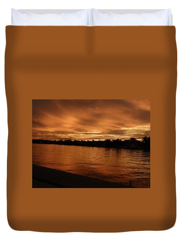 Sunset Duvet Cover featuring the photograph Fire Sky by Kimberly Mohlenhoff