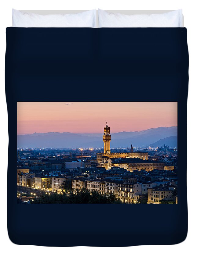Tourist Duvet Cover featuring the photograph Firenze at Sunset by Pablo Lopez