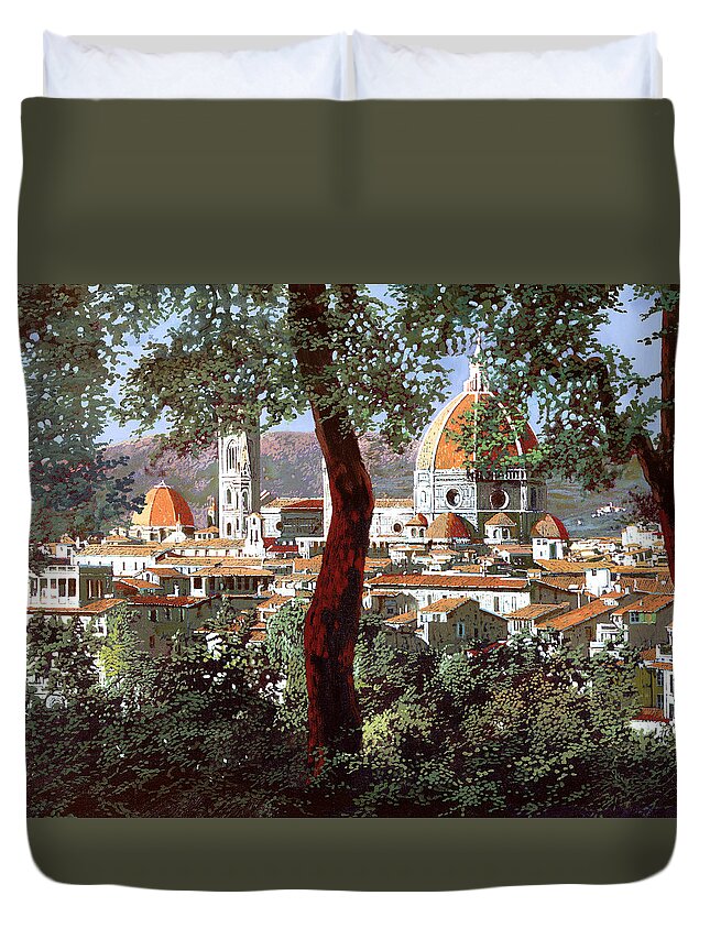 Landscape Duvet Cover featuring the painting Firenze by Guido Borelli