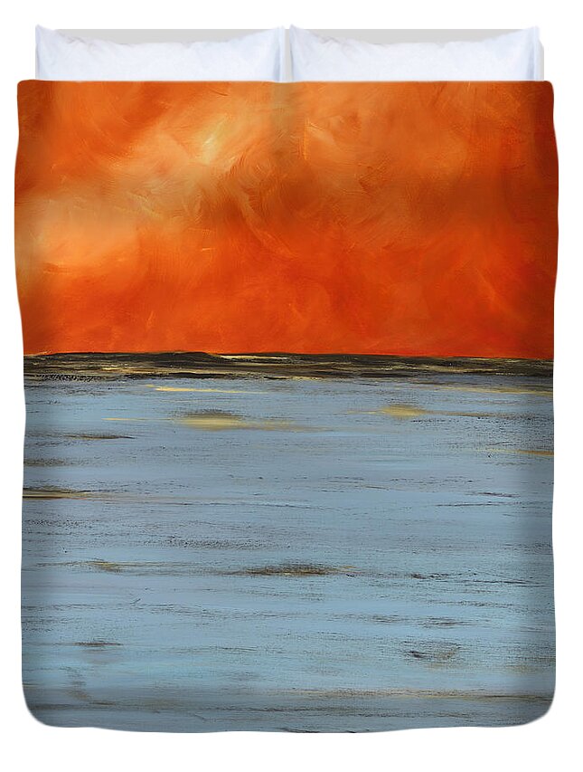 Ocean Duvet Cover featuring the painting Firesky by Tamara Nelson