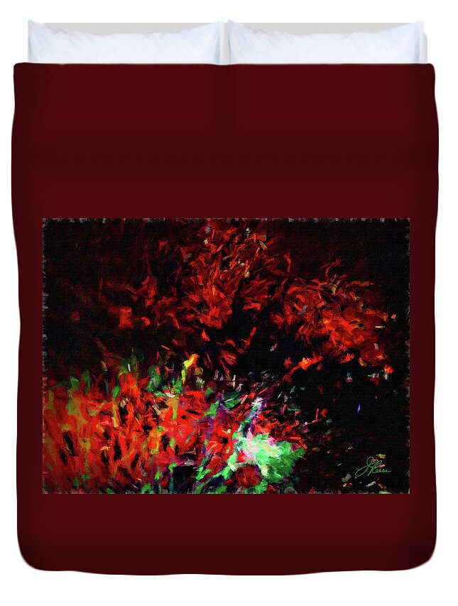 Fireworks Duvet Cover featuring the painting Fireworks 13 by Joan Reese