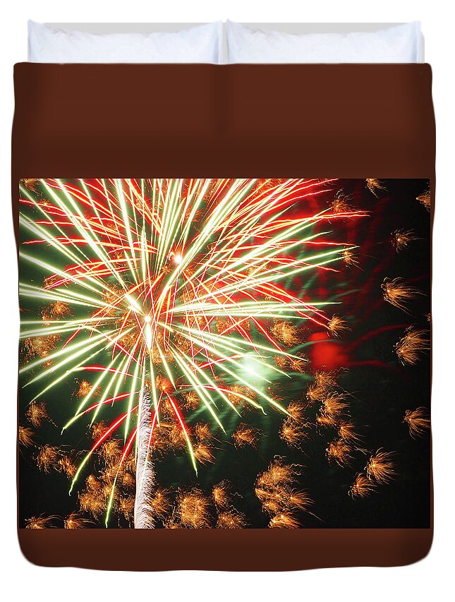 Fireworks Duvet Cover featuring the photograph Fireworks 2 by C H Apperson