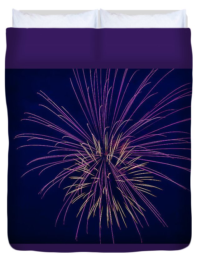 Fireworks Duvet Cover featuring the photograph Fireworks Display by Skip Tribby