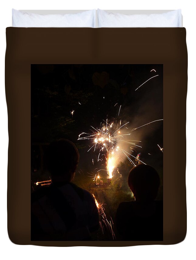 Fireworks Duvet Cover featuring the photograph Fireworks by Margie Avellino