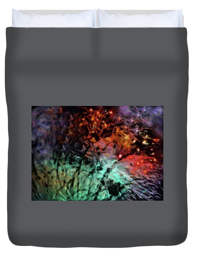 Close Up Photo Fireworks Duvet Cover featuring the painting Fireworks15 by Joan Reese