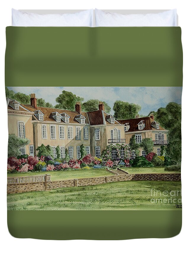 England Duvet Cover featuring the painting Firle Place England by Charlotte Blanchard