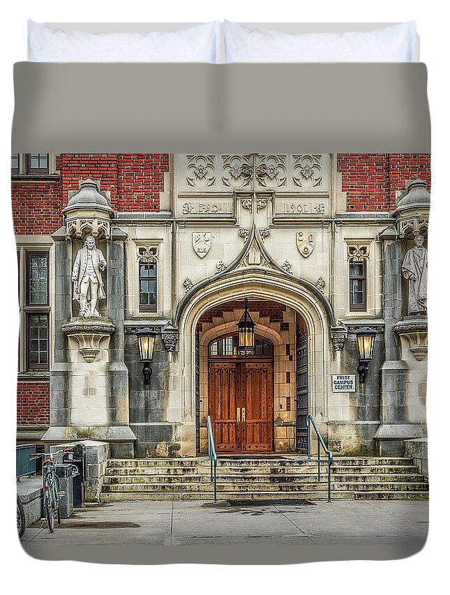 Princeton University Duvet Cover featuring the photograph First Campus Center Princeton University by Susan Candelario