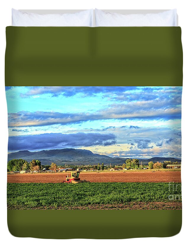 Farm Duvet Cover featuring the photograph First Cutting Of Alfalfa by Robert Bales