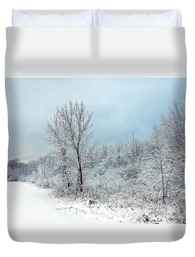 Winter Duvet Cover featuring the photograph First Here by Wild Thing