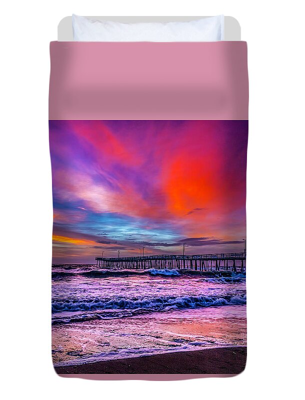 Dawn Duvet Cover featuring the photograph First Light on the Beach by Nick Zelinsky Jr