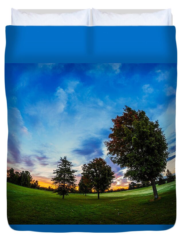 Buffalo Sunrise Duvet Cover featuring the photograph First Signs of Autumn by Chris Bordeleau