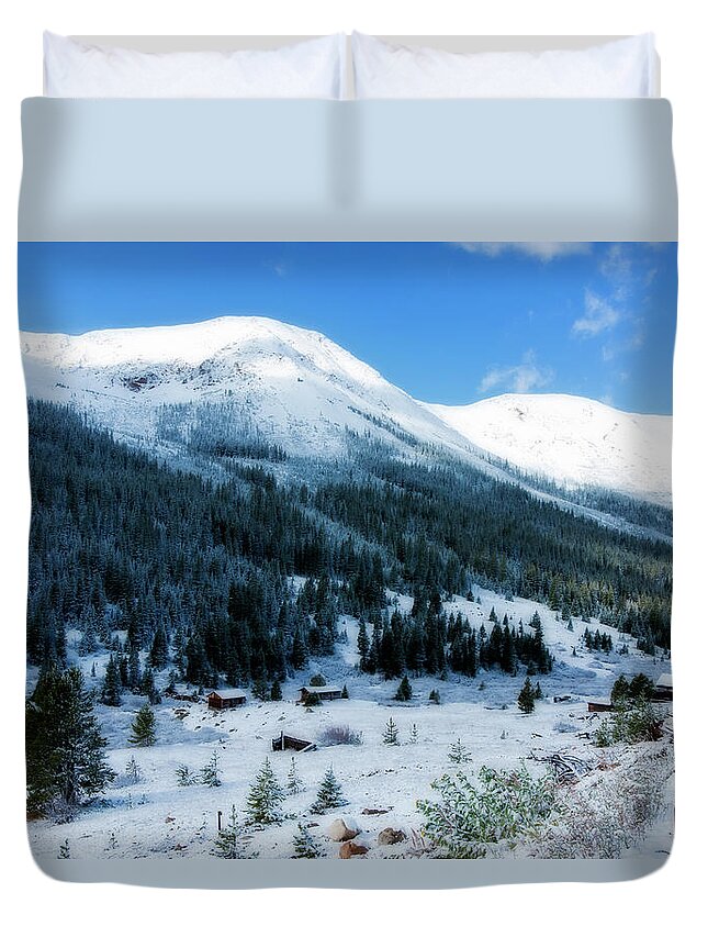 Abandoned Duvet Cover featuring the photograph First Snow by Joan Carroll