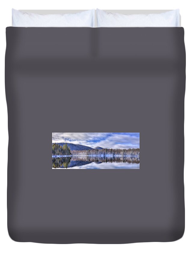 Landscape Duvet Cover featuring the photograph First Snow on West Lake by David Patterson