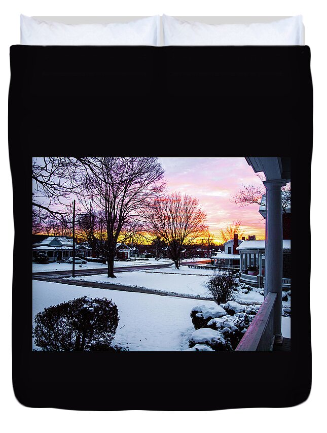 Snow Duvet Cover featuring the photograph First Snow by Randy Sylvia