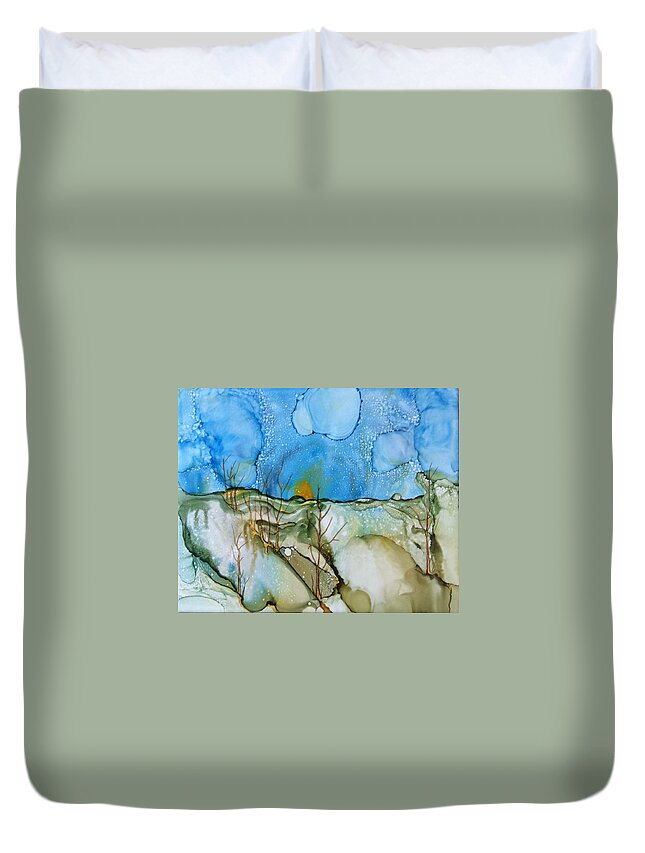 Ink Duvet Cover featuring the painting First Snowfall by Pat Purdy
