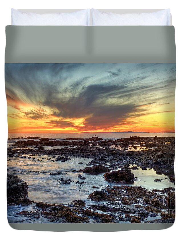 First Duvet Cover featuring the photograph First Sunset of 2016 by Eddie Yerkish
