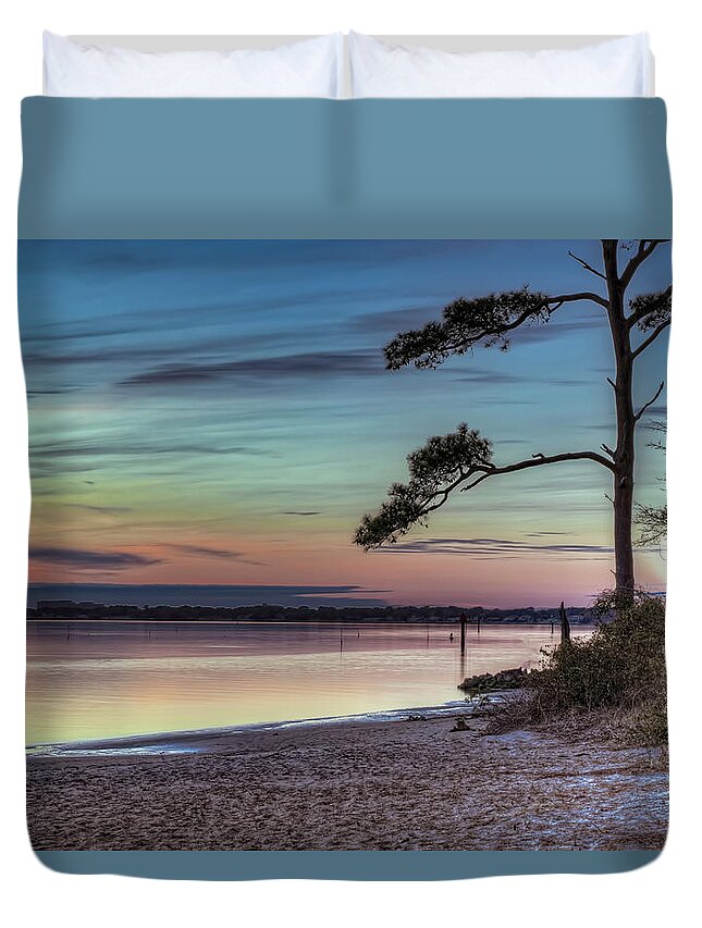 Sea Duvet Cover featuring the photograph First Sunset by Pete Federico