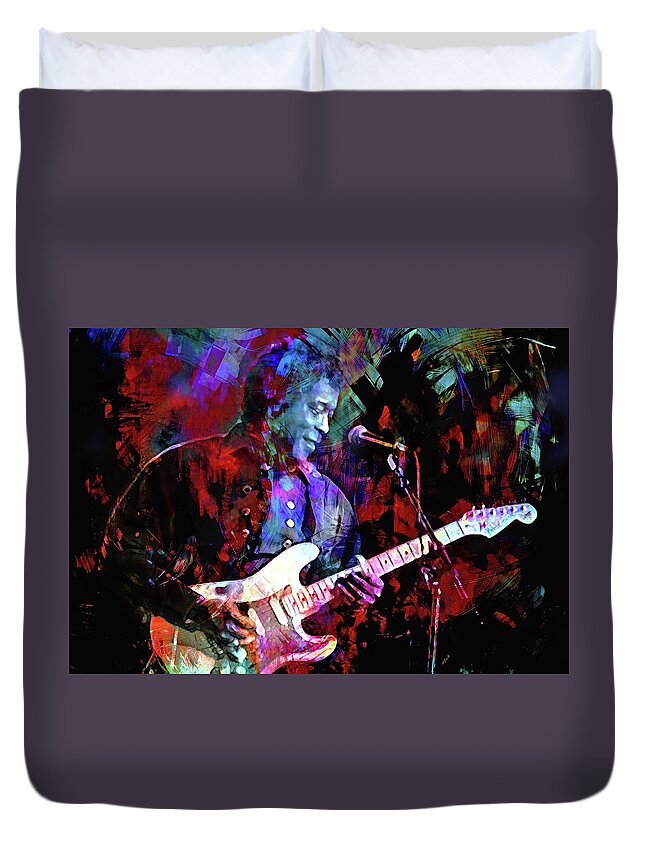 Buddy Guy Duvet Cover featuring the digital art First Time I met the Blues by Mal Bray