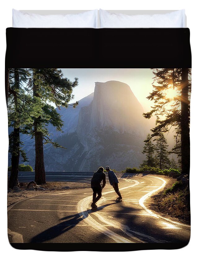 Sunrise Duvet Cover featuring the photograph First Tracks by Nicki Frates