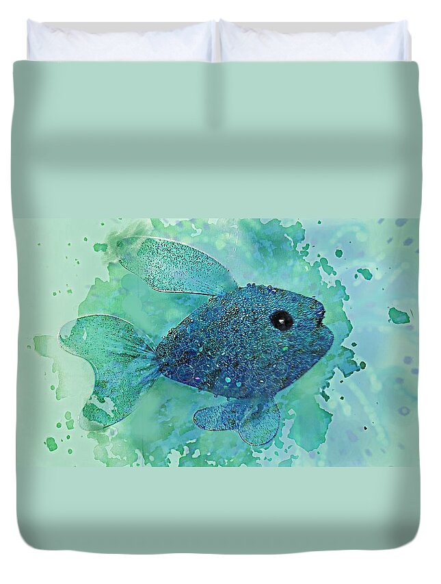 Fish Theme Duvet Cover featuring the digital art Fish Splash by Pamela Smale Williams