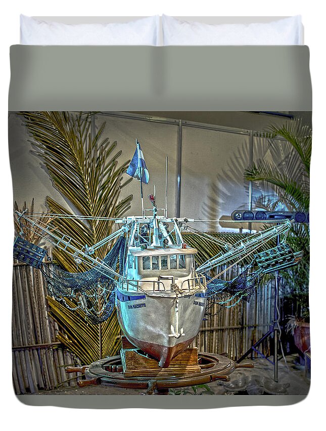 Fishing Boat Duvet Cover featuring the photograph Fishing Boat HDR 1 by Totto Ponce