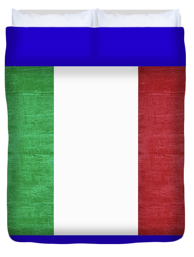 Italy Duvet Cover featuring the digital art Flag of Italy Grunge by Roy Pedersen