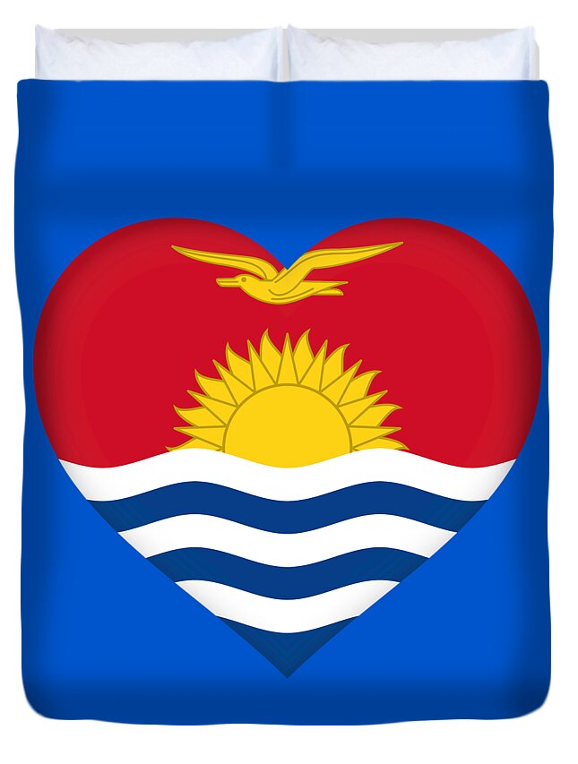  Kiribati Duvet Cover featuring the digital art Flag of Kiribati Heart by Roy Pedersen