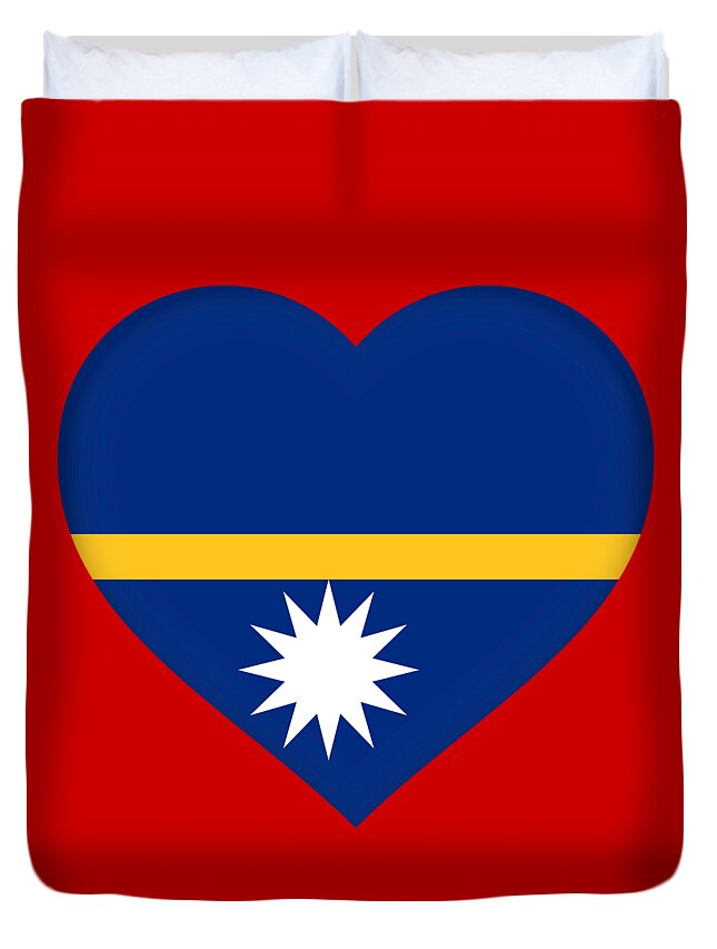 National Flag Of Nauru Duvet Cover featuring the digital art Flag of Nauru Heart by Roy Pedersen
