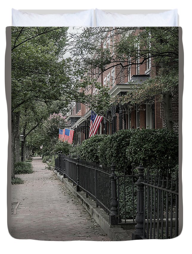 Richmond Duvet Cover featuring the photograph Flagged by Sharon Popek