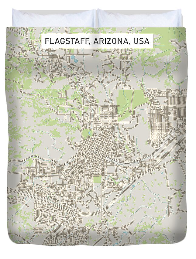 Flagstaff Duvet Cover featuring the digital art Flagstaff Arizona US City Street Map by Frank Ramspott