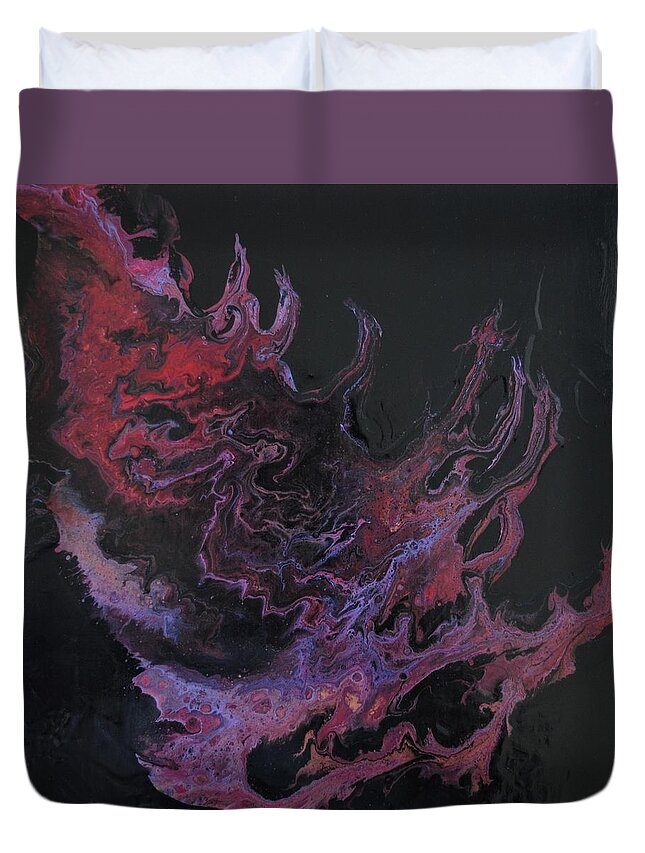 Abstract Duvet Cover featuring the painting Flame by Sandy Dusek