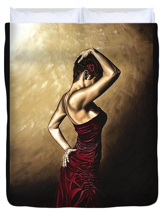 Flamenco Duvet Cover featuring the painting Flamenco Woman by Richard Young