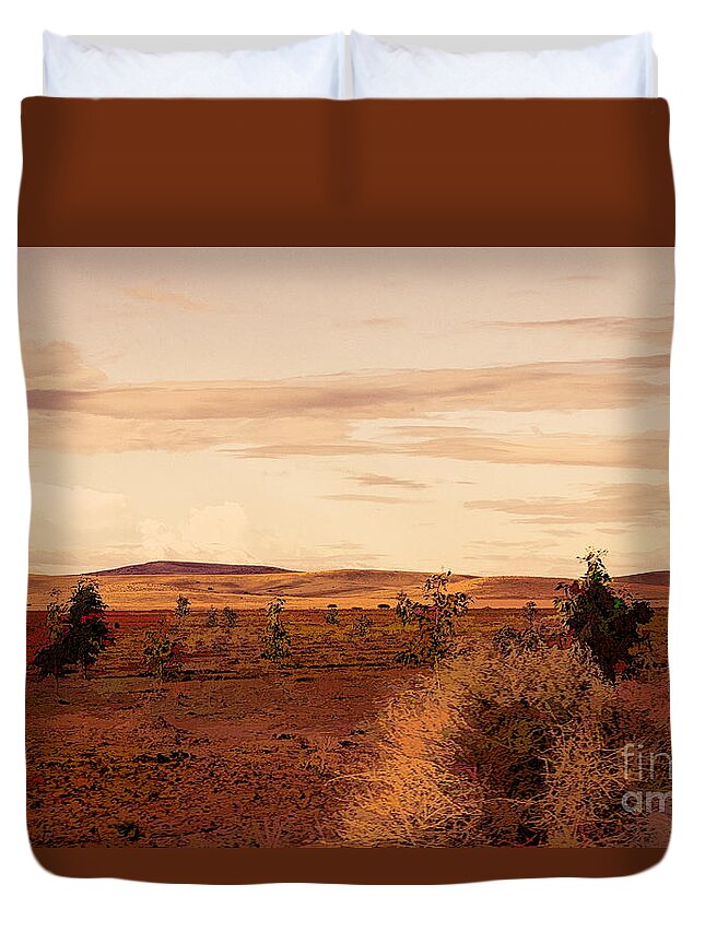 Morocco Duvet Cover featuring the photograph Flat Land Scenic Morocco View from Train Window by Chuck Kuhn