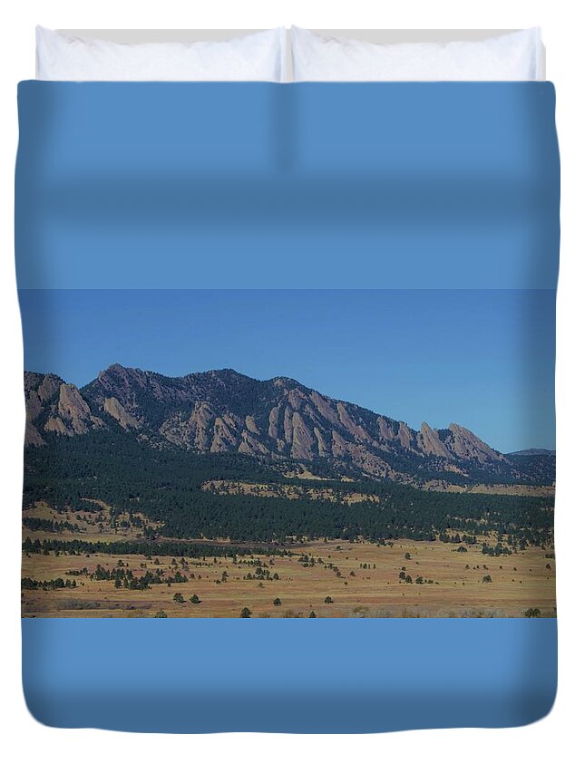 Flatirons Duvet Cover featuring the photograph Flatirons of Boulder by Christopher J Kirby