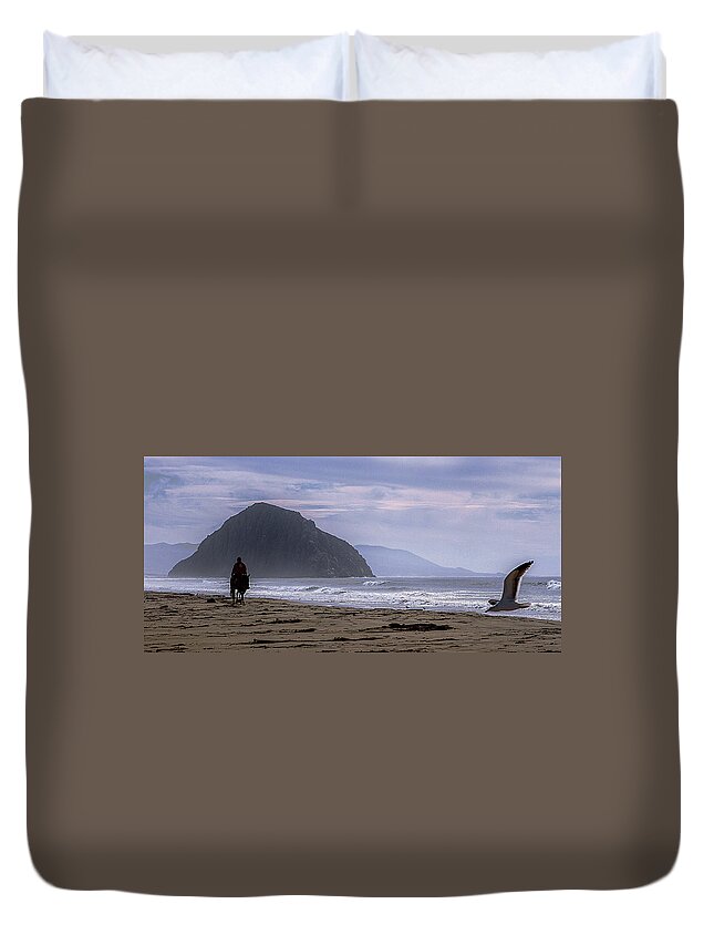 Horse Duvet Cover featuring the photograph Flight from Morro Bay by Jeff Kurtz