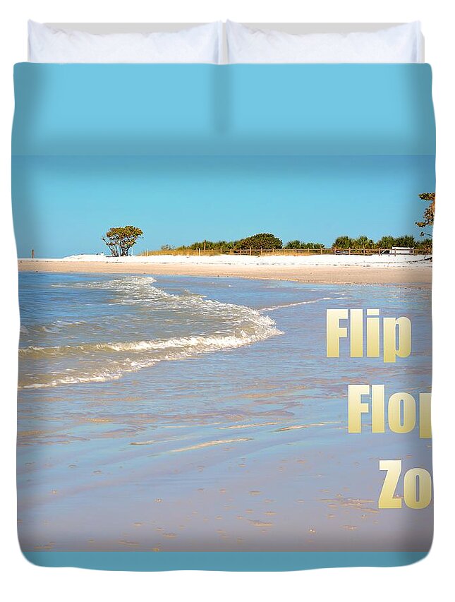 Flip Flop Zone Duvet Cover featuring the photograph Flip Flop Zone by Lisa Wooten
