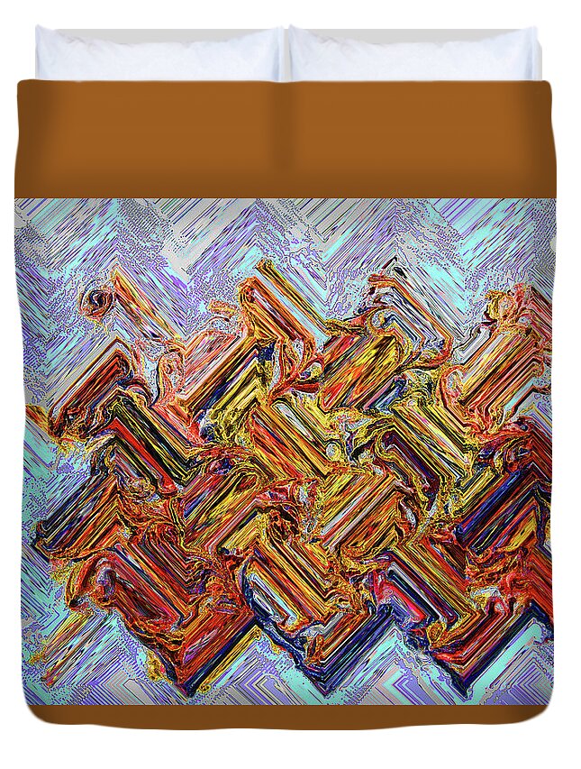 Floating Flowers Abstract Duvet Cover featuring the digital art Floating Flowers Abstract by Tom Janca