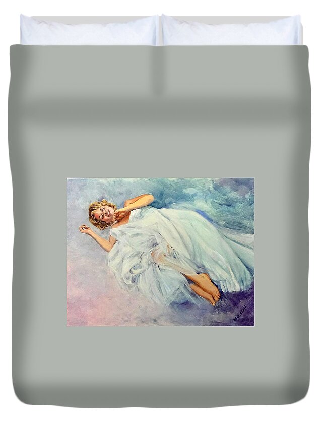 Floating Duvet Cover featuring the painting Floating on a Dream by Connie Schaertl