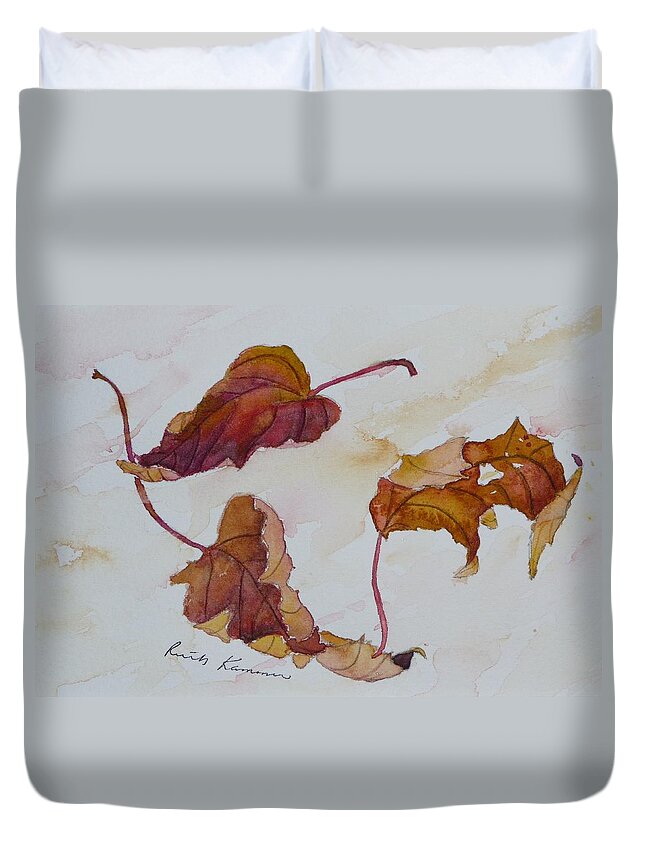 Fall Duvet Cover featuring the painting Floating by Ruth Kamenev