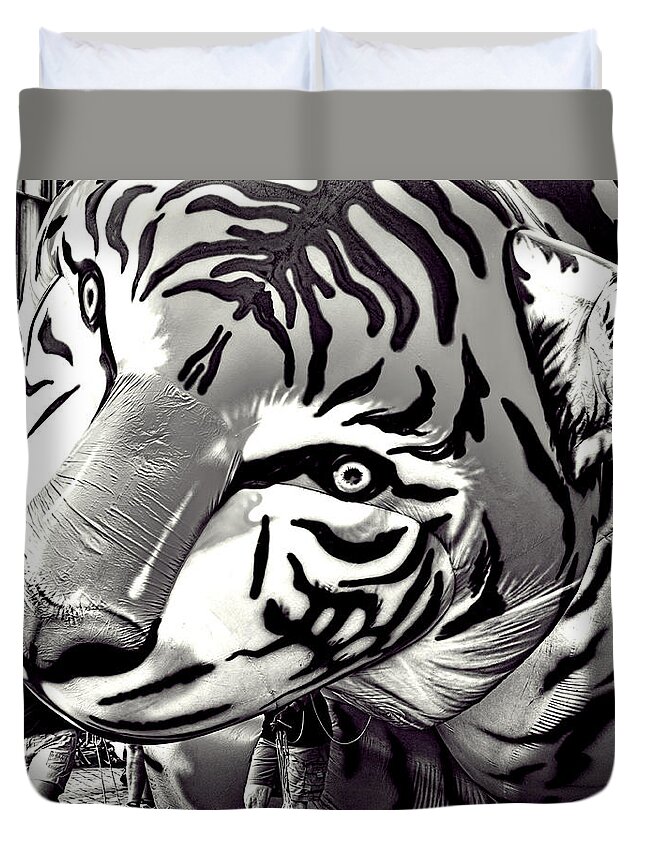 Parade Duvet Cover featuring the photograph Floating Tiger by Kevin Duke