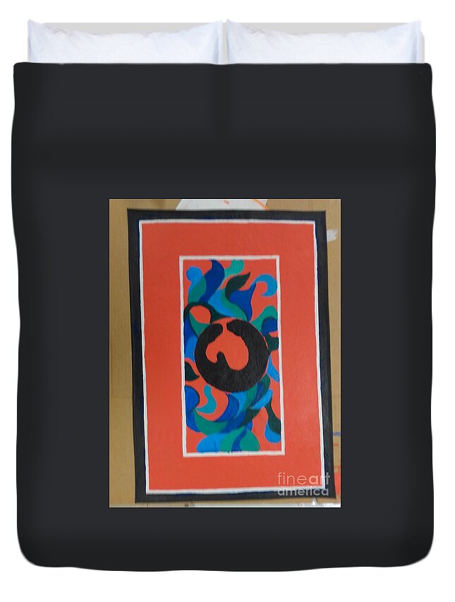 Floor Cloth Duvet Cover featuring the painting Floor Cloth E - SOLD by Judith Espinoza