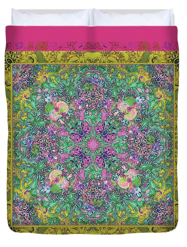 Indian Duvet Cover featuring the digital art Floral background by Xrista Stavrou