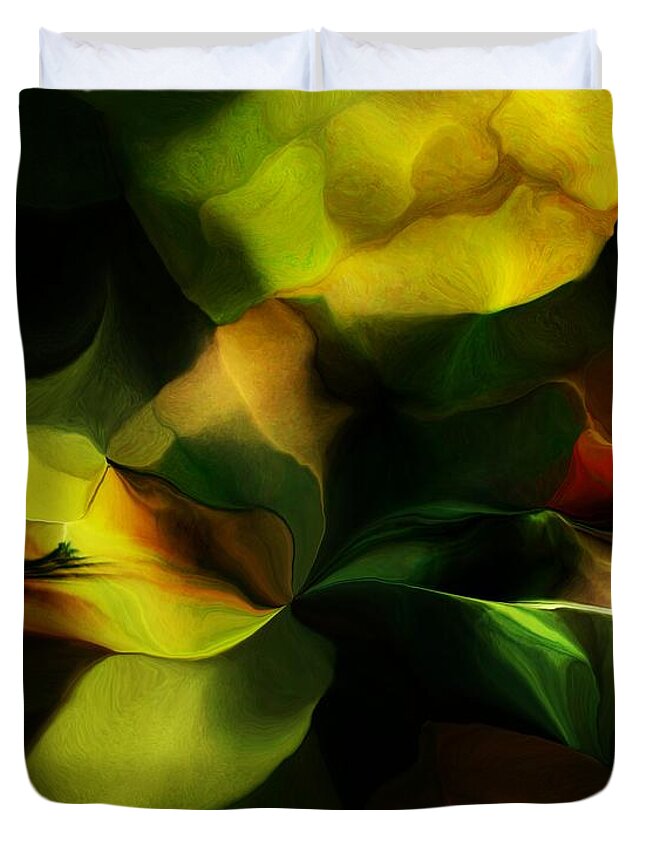Fine Art Duvet Cover featuring the digital art Floral Fantasy 042117 by David Lane