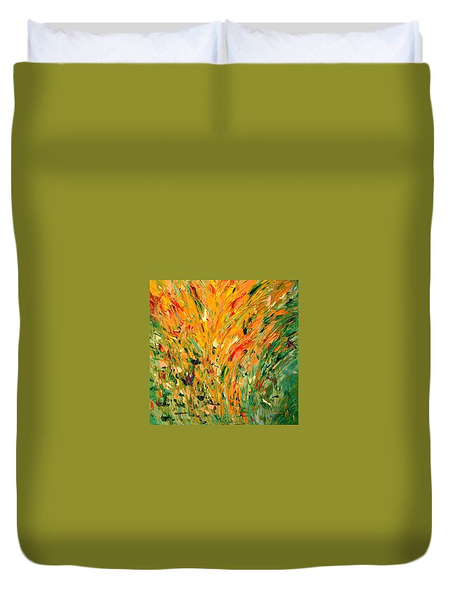 Abstract Duvet Cover featuring the painting Floral I by Beverly Smith
