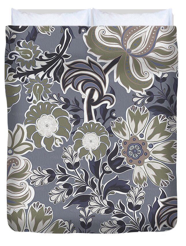  Duvet Cover featuring the painting Floral Pattern 456K by Gull G