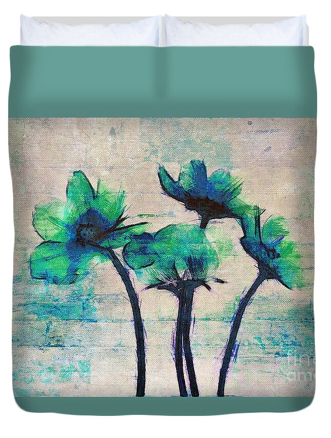 Flowers Duvet Cover featuring the painting Floralitou - 3664-12bb by Variance Collections